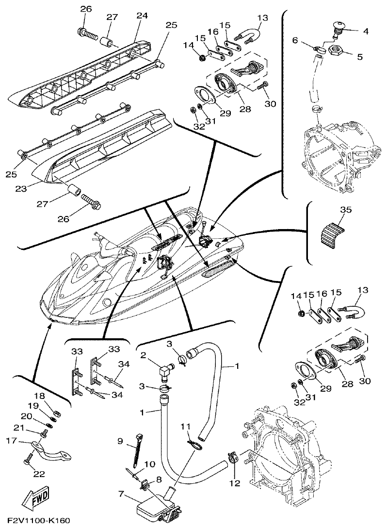 Yamaha VX700WAVERUNNER HULL & DECK parts diagram